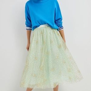 Anthropologie shimmer tulle midi skirt